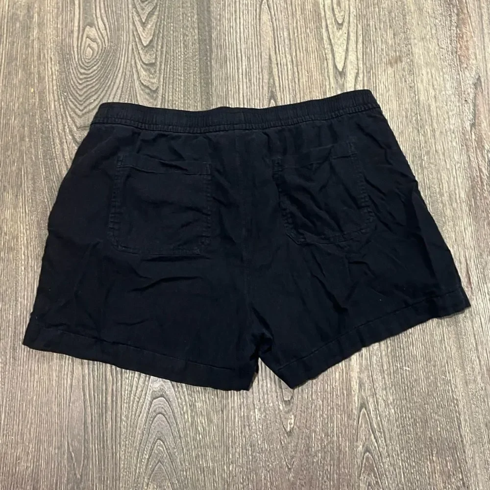 Old Navy Womens High Rise Shorts Linen Blend Elastic Waist Pockets Black Size L